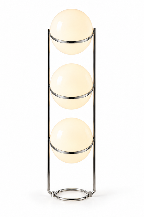 Lámpara de pie de tres bolas 47.2 GOTA BLANCA sobre fondo blanco